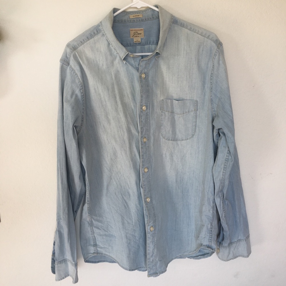 J crew stretch chambray Shirt classic large